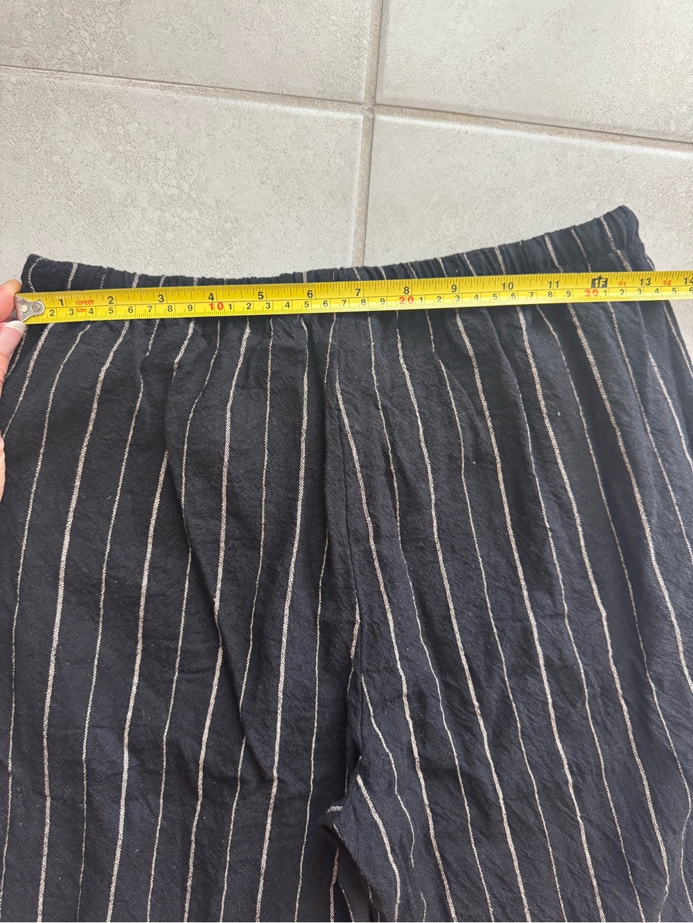 Women's Black Pinstripes Cotton/Linen Blend Pants S/M - Picture 7 of 9